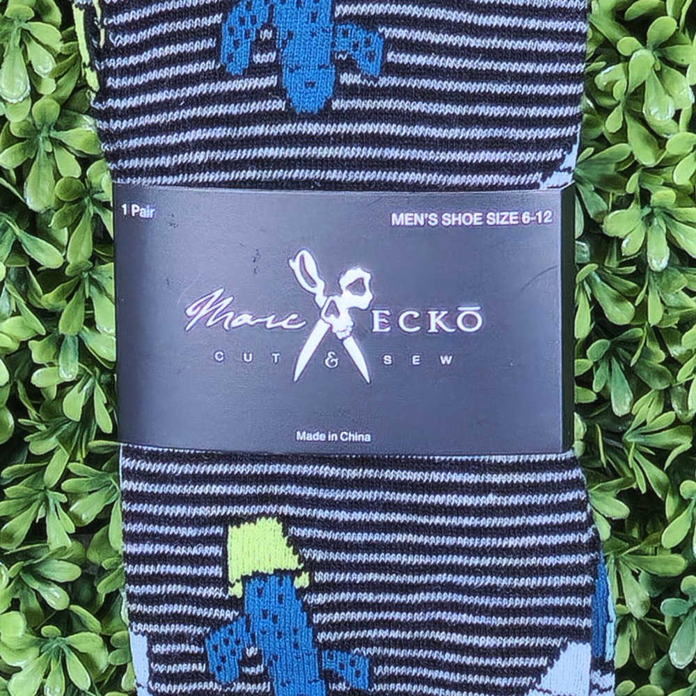 Marc Ecko Cut & Sew Mens Cactus Stripe Crew Socks Black Size 6-12